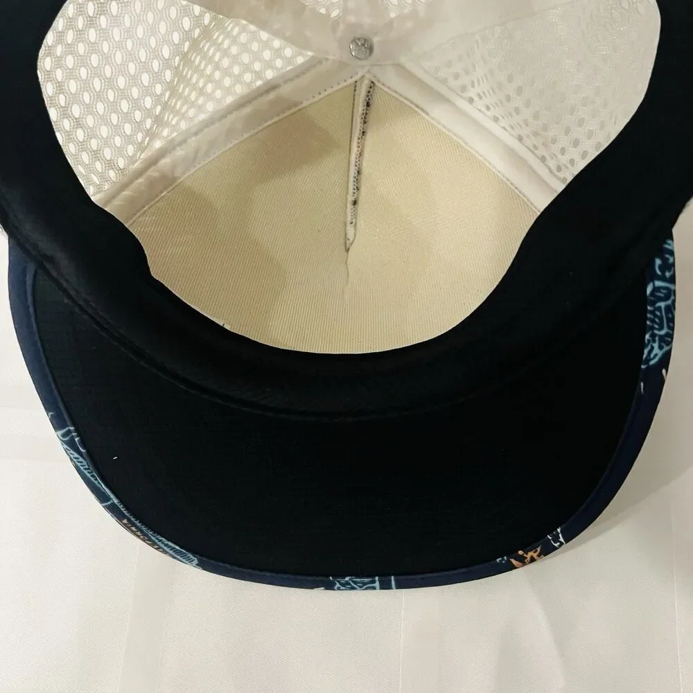 Patagonia Duckbill Strapback Mesh Kid's Trucker Hat Navy Blue Ocean Print